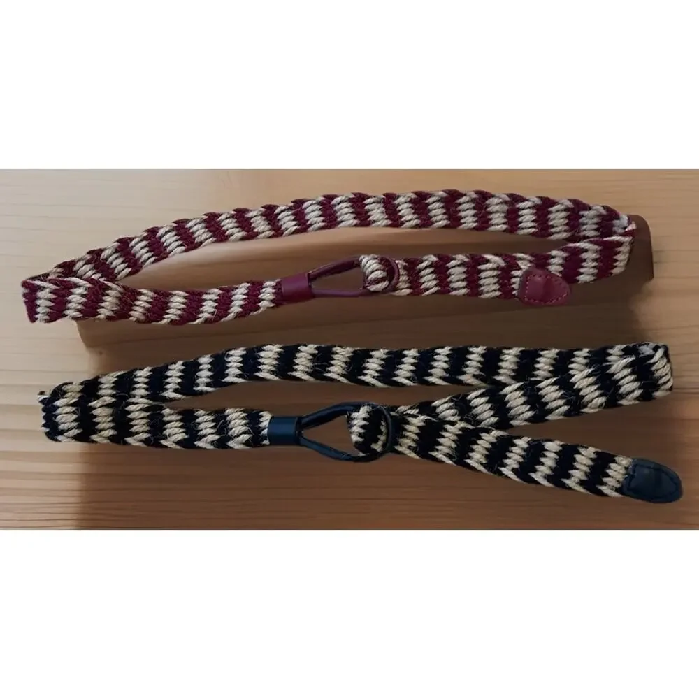 VTG Canvas Braided Hemp Belts 2 Jute Leather Burgundy Black Tan Vegan Organic